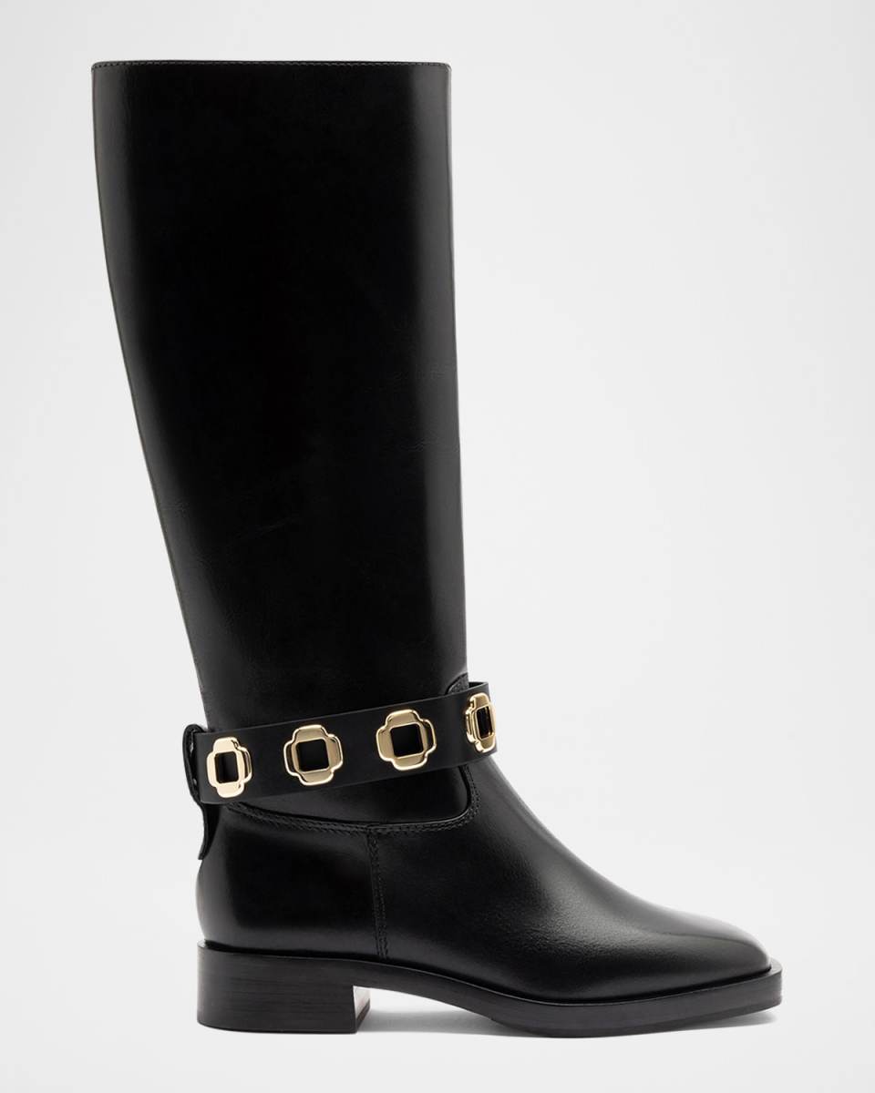 Milan Leather Ankle-Strap Knee Boots